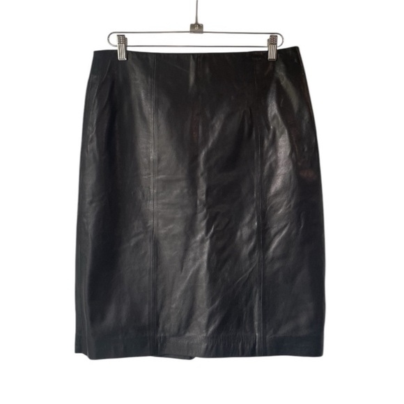 Talbots Black Leather Skirt Size 8 - Picture 1 of 9